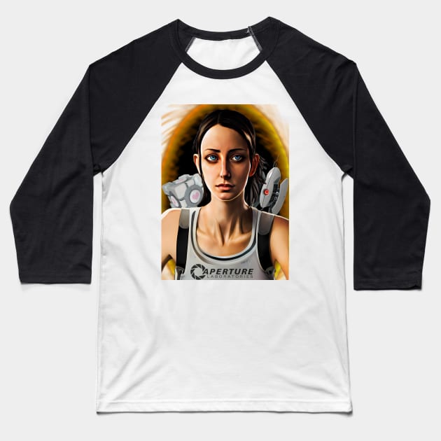 Portal - Chell and friends Baseball T-Shirt by AfroMatic